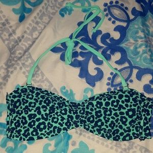 Teal Cheetah Print Halter Top Bikini